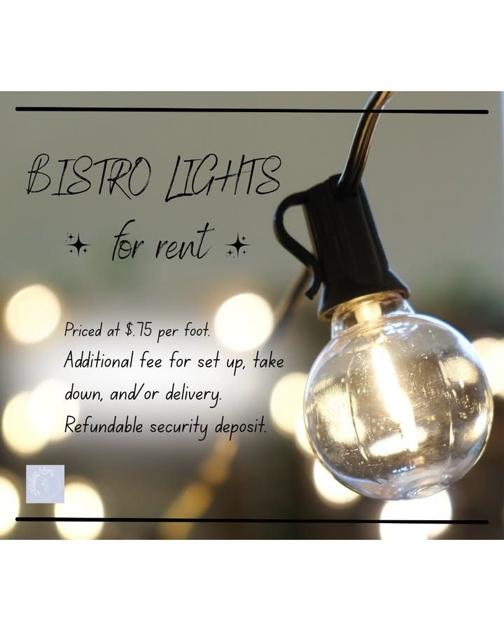 Bistro cafe lights available to rent by the foot